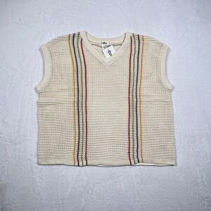 Target Pride Crochet Knit Sweater Vest Rainbow Stripe V-Neck Unisex Ivory 1X NWT